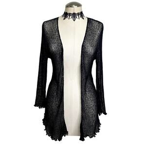 Shemi Sheer Mesh Knit Lettuce Hem Cardigan Gothic Whimsigoth Witchy S/M